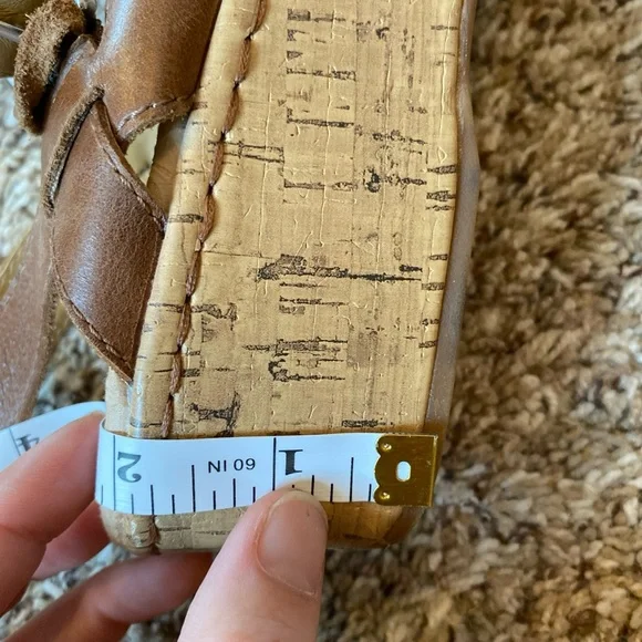 Womens BOC Leather Strappy Sandals size 9 Cork Heel - Picture 8 of 9